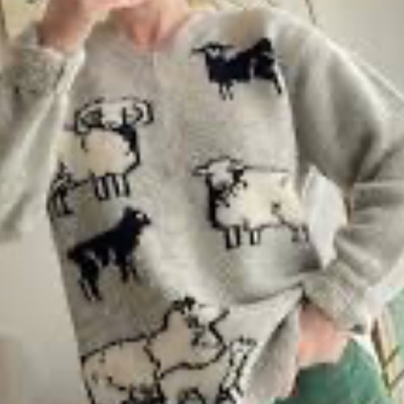 ✨WOOLRICH Vintage 90s Gray Wool Ram & Sheep Sweater Size XL - Picture 12 of 12